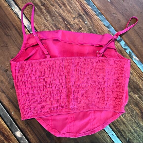 Vibrant Pink Cowl Neck Cropped Camisole Size Medium - Picture 2 of 4